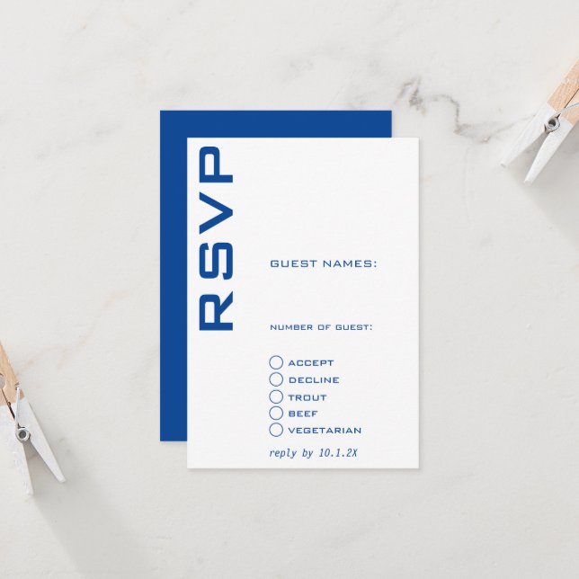 Invitación Contemporáneo azul y blanco (Anverso/Reverso In Situ)