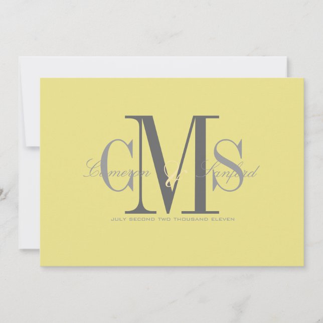 Invitación Contemporáneo + elegante/amarillo + gris (Anverso)