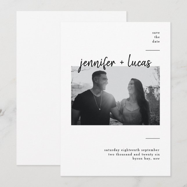 Invitación Contemporáneo Foto moderna Guardar la fecha (Anverso / Reverso)