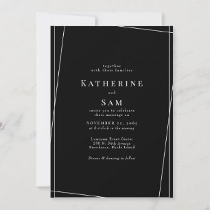 Invitación Contemporáneo Geométrico B/N Boda II Sin Padres
