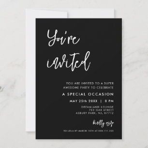 Invitación Contemporáneo moderno negro Estás invitado