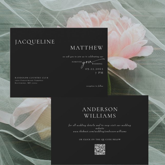 Invitación Contemporáneo para siempre Negro Boda de código QR (Subido por el creador)