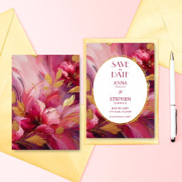 Invitación Contemporary Elegance: Fuchsia Pink Gold Save Date