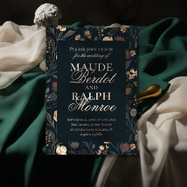 Invitación Contemporary Modern Black Floral Wedding