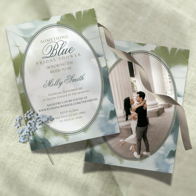 Invitación Contemporary Something Blue Bridal Shower (Contemporary Something Blue Bridal Shower Invitation)