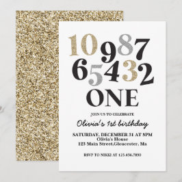 Invitación Conteo regresivo de Nochevieja para primer cumplea