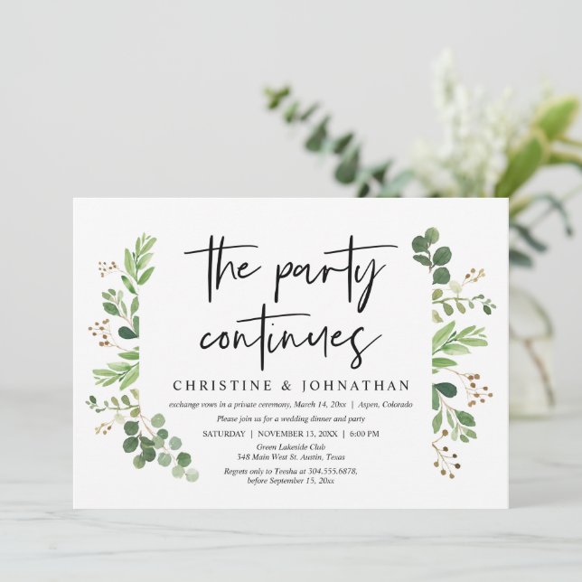 Invitación Continúa la celebración del Fiesta de Elopement bo (Anverso de pie)