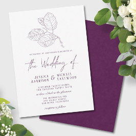 Invitación Contorno botánico púrpura moderno Boda elegante