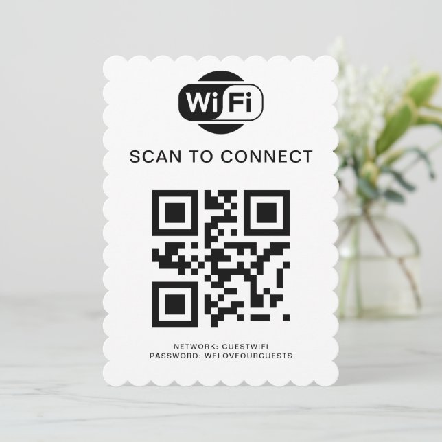 Invitación Contraseña de Wifi | Análisis de código QR para co (Anverso de pie)