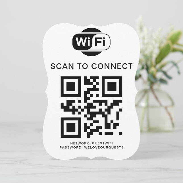 Invitación Contraseña de Wifi | Análisis de código QR para co (Anverso de pie)