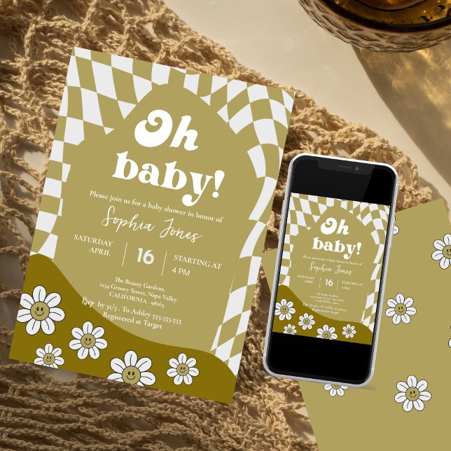 Invitación Control verde hippie | gingham | ducha de bebé (Subido por el creador)