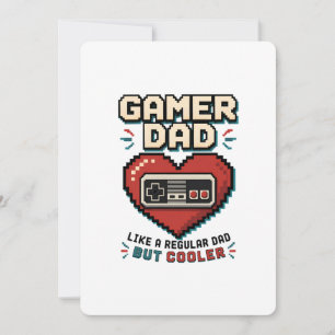 Invitación Controlador de Corazón de Pixel Retro Gamer Papá