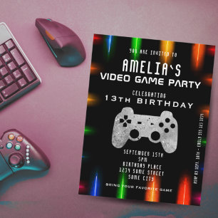 Invitación Controlador de fiesta de videojuegos Cumpleaños de