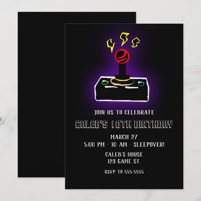 Invitación Controlador de joystick de videojuegos Retro Gamer (Anverso / Reverso)