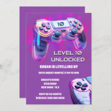 Controlador de juegos chicas de neón rosa cumpleañ