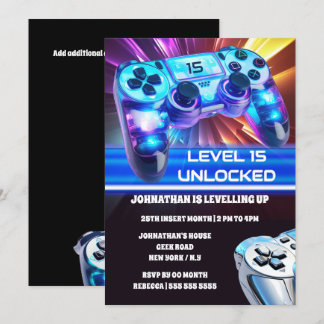 Invitación Controlador de juegos videojuegos neón cualquier g