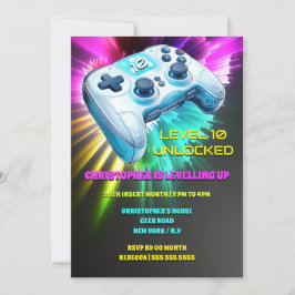 Invitación Controlador de juegos videojuegos realistas neones