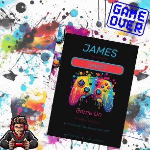 Invitación Controlador de videojuegos Nivel 7 Cumpleaños