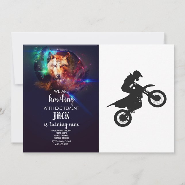 Invitación Controlador Motocross - Elegir color de fondo (Anverso)