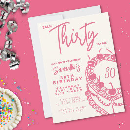 Invitación Conversación rosada de moda Treinta Para Mí 30 cum