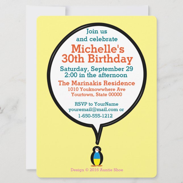 Invitación Conversación ucraniana de la señora Penguin person (Anverso)