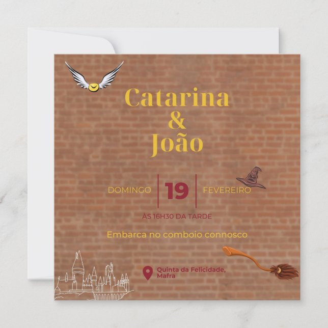 Invitación Convite Casamento Tema Harry Potter (Anverso)