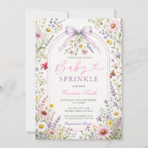 Invitación Convite de Baby Sprinkle Coquette Arcoíris de Flor