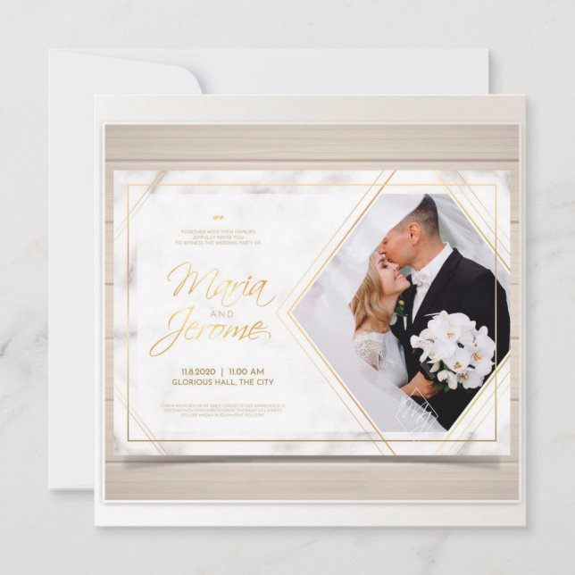 Invitación Convite de casamento - diseñador moderno, elegante (Anverso)