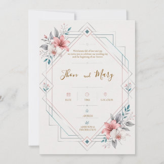 Invitación Convite de Casamento Moderno Floral