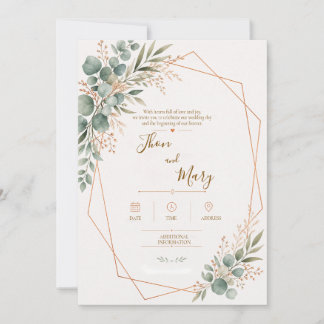 Invitación Convite de Casamento Moderno Rustico Floral