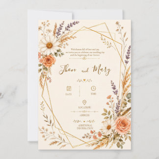 Invitación Convite de Casamento Moderno Rustico Floral