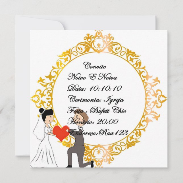 Invitación convite de casamento noivinhos (Anverso)