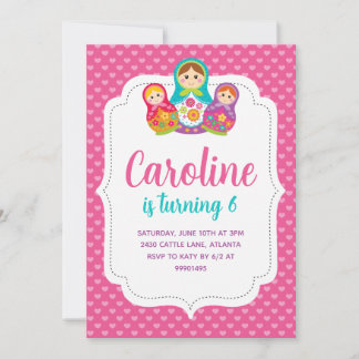 Invitación Convite Matryoshka, Festa de aniversário