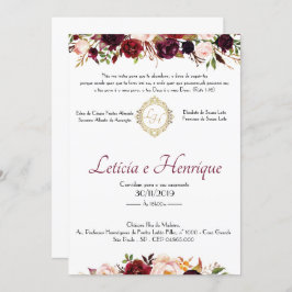 Invitación Convite para Casamento - Marsala | Frente