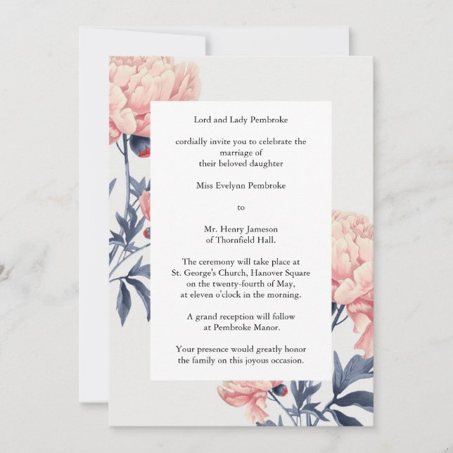 Invitación Convites de casamento elegante, floral (Anverso)