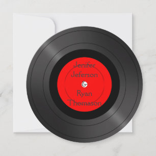 Invitación convocatoria de boda de registro de vinilo de círc