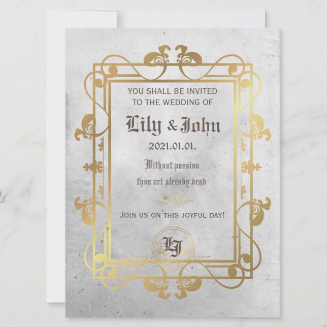 Invitación Cónyuge y oro medievales de personalizable (Anverso)