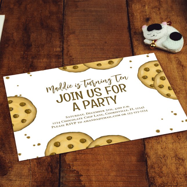 Invitación Cookie de la fiesta de cumpleaños (Chocolate chip cookies birthday invitations)