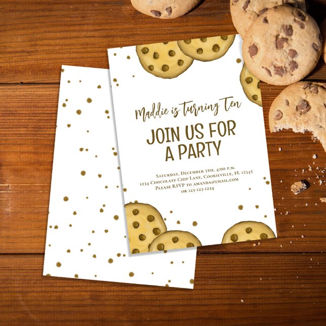 Invitación Cookie de la fiesta de cumpleaños (Chocolate chip cookies birthday invitations)