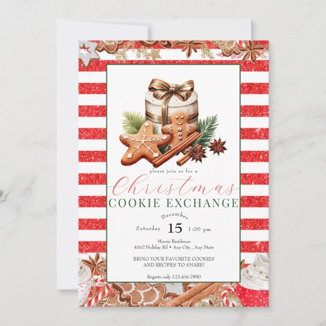 Invitación Cookie de navidades | Intercambio (Anverso)