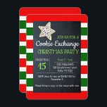 Invitación Cookie Exchange Chalkboard Red and Green Stripe<br><div class="desc">Celebra las fiestas con estilo dulce con estas invitaciones de Cookie Exchange.  Cada campo es totalmente personalizable para decir lo que usted quiere!</div>