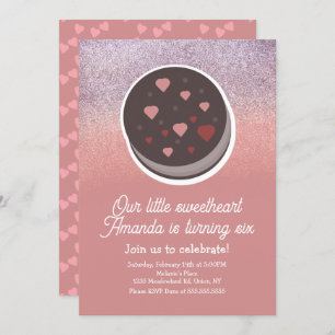 Invitación Cookie Faux Purpurina Día de San Valentín Fiesta d