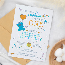 Invitación Cookie Monster | Nuestra pequeña galleta se está c