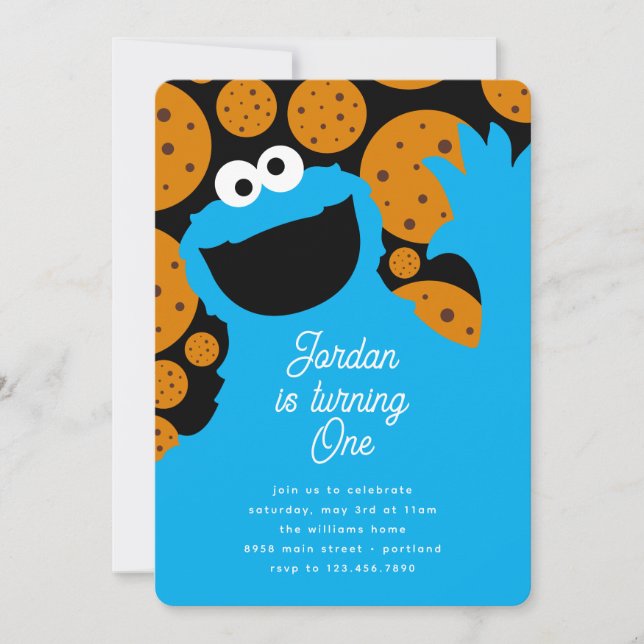 Invitación Cookie Monster's Birthday Cookie Bash (Anverso)