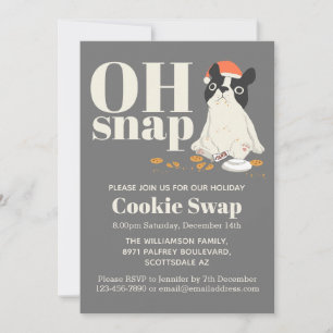 Invitación Cookie Swap Cute Puppy Gray Moderno
