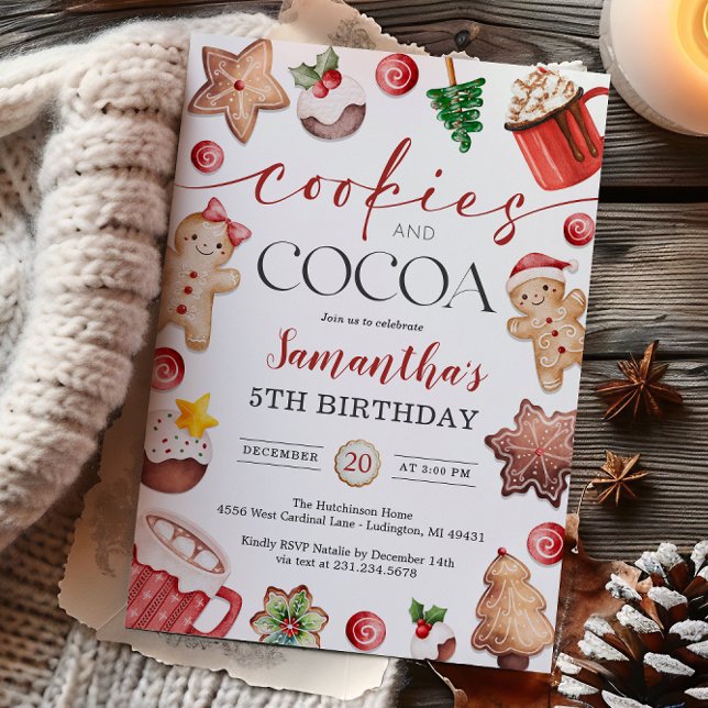 Invitación Cookies and Cocoa Winter Birthday Invitation (Cookies and Cocoa Winter Birthday Invitation
)