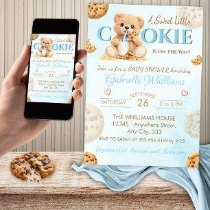 Invitación Cookies and Milk Baby Shower - Teddy Bear Baby Sho