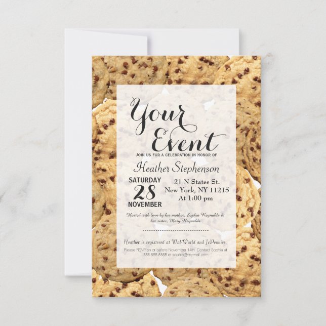 Invitación Cookies caseros de chocolate (Anverso)