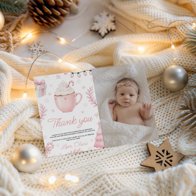 Invitación Cookies & Cocoa Birthday Photo Thank You (Subido por el creador)