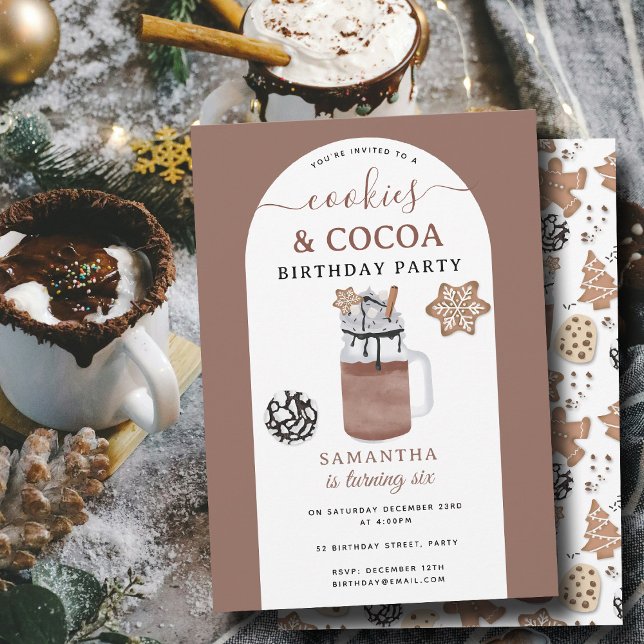 Invitación Cookies & Cocoa Hot Chocolate Kids Winter Birthday (Cookies & Cocoa Hot Chocolate Kids Winter Birthday Invitation)